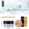 Silver and Gold Holographic Chunky Glitter Cosmetic Body Hair Face Eye Nail for Festival Carnival Concert Party Beauty Rave Accessories Different Shapes 4 Pots 32g/1.12oz+ Quick Dry Primer Glue Gel