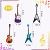 Suartus Miniature Guitar Miniature Bass Model - 4Pcs 1:12 Mini Musical Instrument Bass Guitar Wooden Guitar Model Display Ornaments for Mini Music Room Accessories Model Home Decoration
