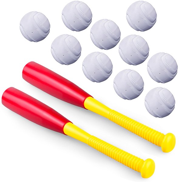 XIPEGPA 2 PCS 22 Inch Baseball Bat Toys Set with 10 Balls for Indoor and Outdoor Sports T Ball Game Playing