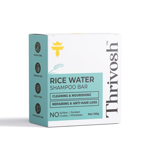 Thrivosh Rice Water for Hair Growth Shampoo Bar – 2 in 1 Shampoo and Conditioner Bar – pH Balanced Vegan Friendly Dry Shampoo Bar for All Hair Types – Anti-Loss and Repairing 100g