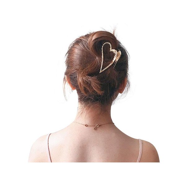 Heart-shaped or Stars Metal Hair Clips Claw Jaw with Teeth Comb Strong Grip for Long Hair,Hair Stylish,French twist,Wedding (Heart-shaped, Rose Gold)