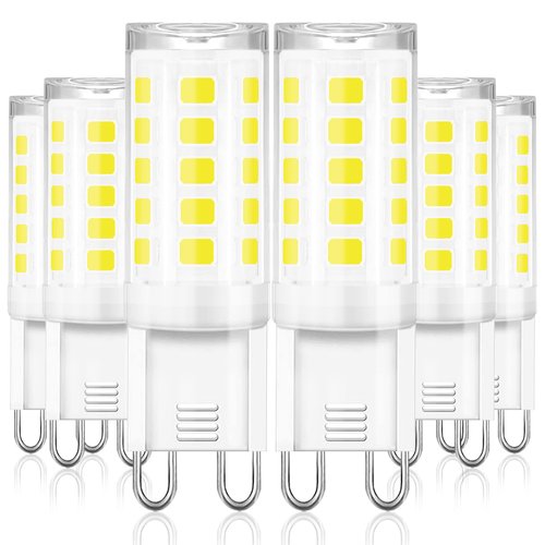 winshine G9 LED Bulb T4 Chandelier Light Bulbs 5000K Daylight, 4W (40W Halogen Replacement) G9 Bi Pin Ceramic Base, 120V AC 360°Beam Angle for, Barthroom Lamp, Crystal Wall Lamp Not-Dimmable 6 Pack