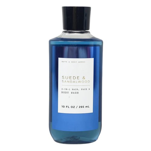 Bath & Body Works Suede & Sandalwood 3 Pack 3-in-1 Hair, Face & Body Wash Bundle with a Cabin Spice Bar Soap - Full Size