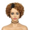 Quantum Love Human Hair Wigs Curly Wave Side Part Wig Short Bob Pixie Cut Brazilian Remy Human Hair Deep Curly None Lace Front Wigs for Women Ombre Black Brown Color