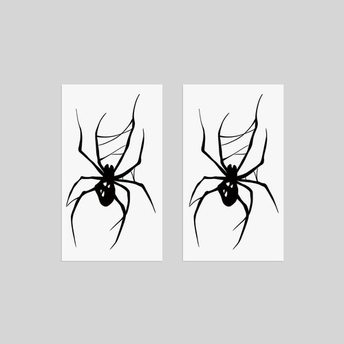 Oottati 2 Sheets Small Tiny Temporary Tattoo Stickers Black Spider Totem Halloween