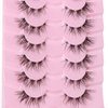 DSLONG Cat Eye Lashes Natural Look Manga Lashes Clear Band False Eyelashes Look Like Lash Extension 12mm Fluffy Wispy Short Fake Eyelashes 7 Pairs Fox Eye Natural Lashes (CB-01)