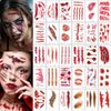 30 Sheets Fake Scars Temporary Tattoos, Halloween Tattoo Stickers Horror Wound Stitch Face Decals Body Makeup Zombie Sticker Cosplay Masquerade Scary Prank Blood Props Halloween Party for Women Men