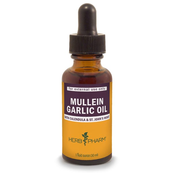 Herb Pharm Mullein Garlic Herbal Oil - contains Calendula, Garlic, Mullein flower, St. John's Wort, Olive Oil, 1 Ounce