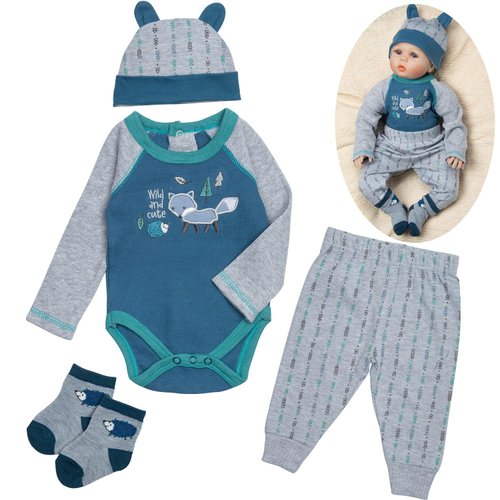 Reborn Baby Doll Clothes Little Fox 4 Pcs Set for 17-22 Inch Baby Doll Clothes Outfits Accessories Newborn Boy&Girl