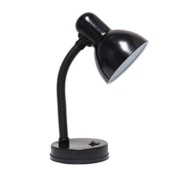 Simple Designs LD1003-BLK Basic Metal Desk Lamp with Flexible Hose Neck for Office, Living Room, Bedroom, College Dorm, Bookshelf, Black