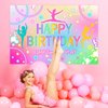 kreat4joy Gymnastics Birthday Party Decorations Backdrop, Gymnastics Birthday Party Supplies Backdrop Banner for Girl Jump Tumble Play Birthday Decorations Photography Background 5 x 3 ft