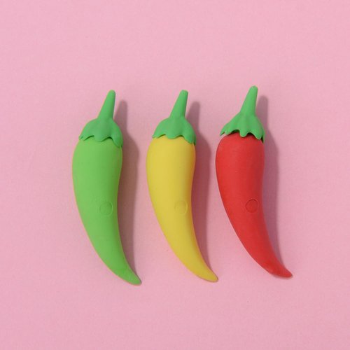 KUNFOWL 18 Pack Mini Chilli Erasers for Kids, 3D Puzzle Erasers for Boys and Girls, Fun Erasers for School Supplies Prize Gifts Party Favors (Chilli)