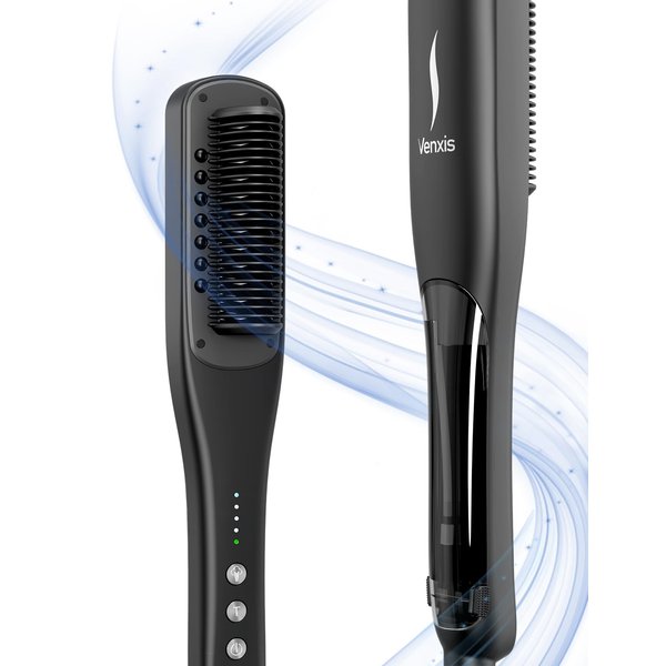 Hair Straightener Brush,Venxis Straightening Comb with Steam, 3 Temp Settings & 20s Fast Heating, 120 Voltage&30-Minute Auto Shut-Off, Steam Design for Hair Treatment