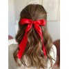 Ayesha Red Hair Bows Clips Red Satin Ribbon Bows with Long Tail Christmas Hair Bows Barrettes Hair Accessories for Women Girls 2pcs red bows