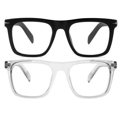 NIDOVIX Trendy Square Blue Light Blocking Glasses for Men Women, Fashion Frame Non-prescription Computer Glasses (Black+Transparent Grey)