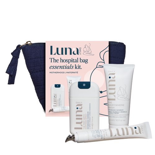 Luna Daily Hospital Bag Essentials Kit – Skincare Set for Sensitive Skin | Soothing Mist, Hydrating Balm, Gentle Cleanser & More | Ideal for Postpartum & Travel