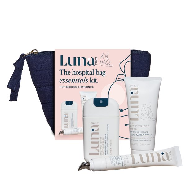 Luna Daily Hospital Bag Essentials Kit – Skincare Set for Sensitive Skin | Soothing Mist, Hydrating Balm, Gentle Cleanser & More | Ideal for Postpartum & Travel