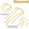 6 Pieces Hair Fork Clip Stick 87 mm Side Hair Comb 4 Prong Hair Updo Bun Hairpin Sticks Alloy Hair Clips Grips for Women Hair Styling Tool Accessories (Gold, Silver and Rose Gold)