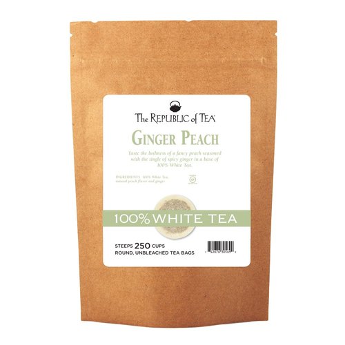 The Republic of Tea Ginger Peach 100% White Tea, 250 Tea Bags, Fancy Peach And Spicy Ginger Tea
