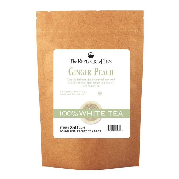 The Republic of Tea Ginger Peach 100% White Tea, 250 Tea Bags, Fancy Peach And Spicy Ginger Tea