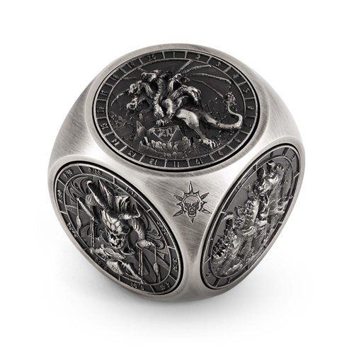 Kabinka Spinner Dice for 7 in 1 DND Dice Set, Unique Metal Dice for Dungeons and Dragons RPG Role Playing Gaming (Ancient Silver)