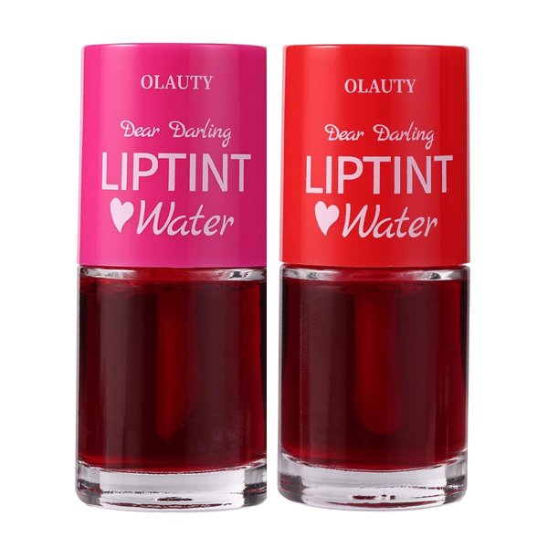 Water Lip Tint Strawberry/Cherry,korean Lip Tint Stain Natural Moisturizing& Non-sticky,Lip/Eye/Cheek 3 in 1 Lip Gloss，Smudge-proof & Lightweight,Vivid Color