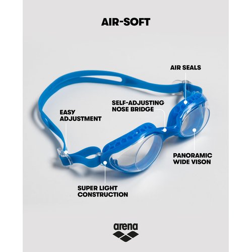 Arena Unisex Adult Air-Soft Anti-Fog Swim Goggles for Men and Women Recreational Swimming Superior Comfort Air Seals Technology, Smoked/White