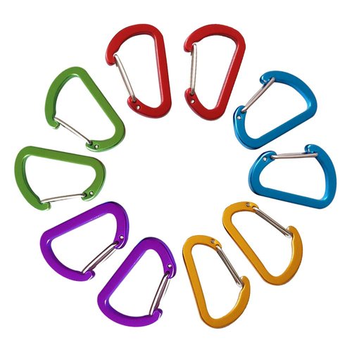 ABCOOL 10PCS Keychain Clips Mini Carabiner - 1 5/8inch Small Aluminum Durable Quick Release Auto Locking D-Shape Spring Loaded Wire Gate Clip for Home, Rv, Camping, Fishing, Hiking, Traveling