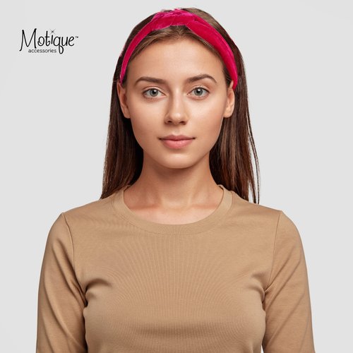 Motique Accessories 1.5 Inch Velvet Braid Headband Women and Girls Hair Band (Hot Pink)