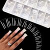550PCS Duck Nail Tips for Acrylic Nails Professional, Clear Duck Feet Fan Flare Tips, Half Cover Duck Tip Nails Extra Short Curved French Fake Nail Extension Tips with Box 11 Sizes
