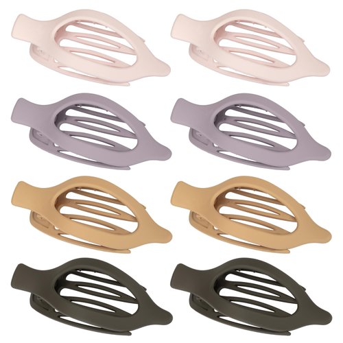 Gift4U Flat Hair Clips for Women, 8 Pack French Concord Claw Clips for Thick Thin Curly Hair, Strong Hold No Slip Grip Hair Claw Clips, Neutral Colors C