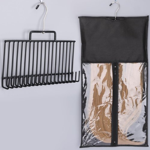 kelukeya 2 Set Hair Extension Holder Hair Extension Hanger Braiding Hair Rack for Extra Wide Weft Hair Holder for Washing, Coloring and Blow-Drying of Weft, Clip-In, Tape-In Hair Extensions (Black)