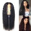 NALoRa 26 Inch Deep Wave Lace Front Wigs Wear and Go Glueless Wigs HD Transparent Frontal Wigs Pre Plucked Pre Cut Human Hair Wigs for Women Natural Black Curly Lace Closure Wigs
