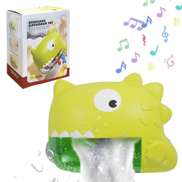 Fanbusa Baby Bath Bubble Toys, Automatic Dinosaur Bubble Machine Bath Toys with Music for Toddlers, Bubble Bathtub Toys Gift for Kids Boys Girls