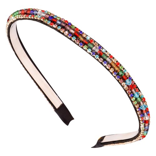 Hapdoo Mixed Color Rhinestone Headbands for Women Girls, Cute Beads Headband with Faux Crystal Di...