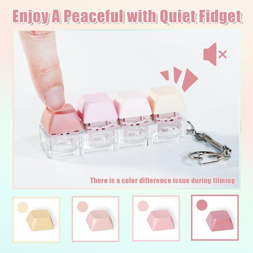 NiXianLinGo Quiet & Loud Keyboard Fidget Toy, 2 PCS Fidget Keyboard for Relieve Stress, Portable Keyboard Fidget Keychain Gift, Silent Keyboard Fidget Clicker for Quiet Scenes Such As Library, Office