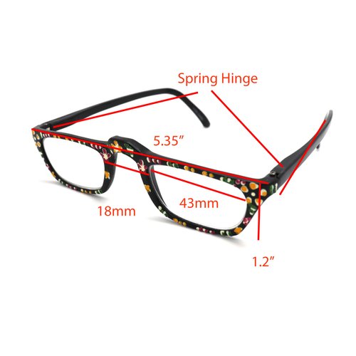Hand Painted Reader Reading Glasses + Free Micro Fiber Pouch $5.00 Spring Hinge R77 (+125, Black)
