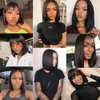 WANTOADE Short Bob Wig U Part Wig Human Hair U Part Bob Wig Brazilian Short Straight U Part Human Hair Bob Wigs for Black Women Natural Black 150% Density 12 inch