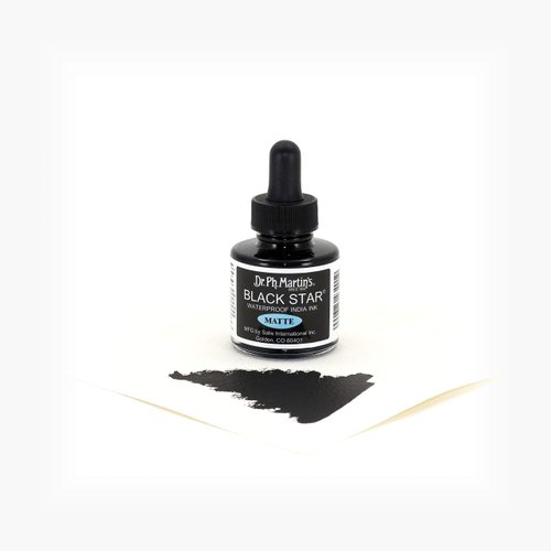 Dr. Ph. Martin's Star India Ink Bottle, 1.0 oz, Matte Black