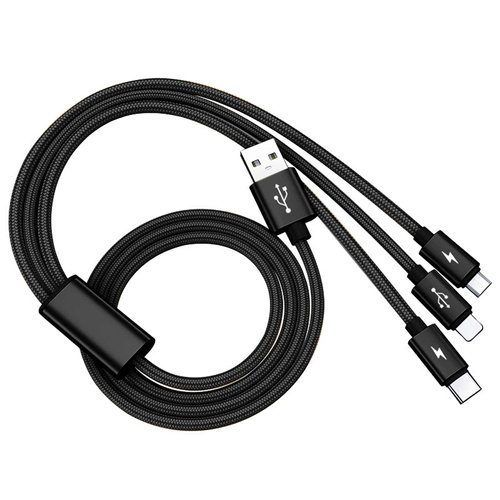Awnuwuy Multi Charging Cable, 10FT Long, Universal 3 in 1 Multiple Ports Devices Cable with USB Type C/Micro USB Port, Nylon Braided, Multi Charger Cord for Cell Phone,Tablet,Phone XR Charger (Black)