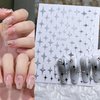 6Sheets Heart Star Nail Art Stickers 3D French Silver Glitter Nail Decals Designer Nail Supplies Metallic Silver Star Love Hearts Nail Designs Sticker for Women DIY Nail Decorations Accessories Crafts