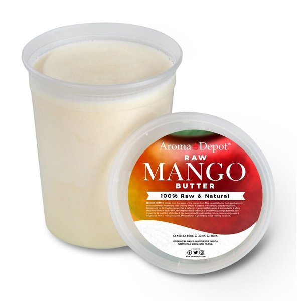 Aroma Depot 2 lb / 32 oz Raw Mango Butter Unrefined 100% Natural Pure Great for Skin, Body, Hair Care. DYI Body Butter, Lotions, Creams Reduces Fine Lines, Wrinkles, used for eczema psoriasis