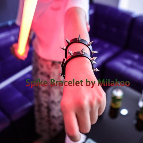 MILAKOO 2 Pcs Black Punk Style PU Leather Bracelet Bangle Rivets Spiked Cuff Bracelet for Men