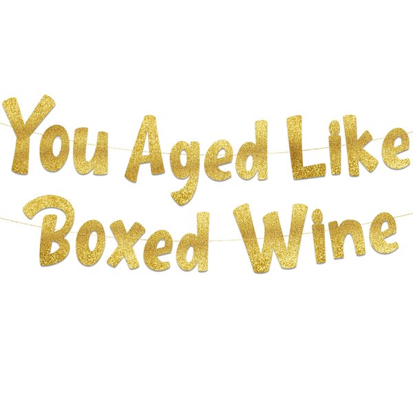 Funny Birthday Gold Glitter Banner – Happy Retirement Party Supplies, Ideas, and Gifts – 21st, 30th. 40th, 50th, 60th, 70th, 80th Adult Birthday Decorations