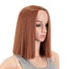 SWACC 12 Inch Short Length Straight Middle Part Hair Wig Synthetic Heat Resistant Wigs for Women with Wig Cap (Dark Copper Red)