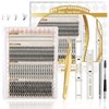 FEEGO Natural Lash Extension Kit 168Pcs Lash Clusters Kit Wispy Eyelash Extensions Individual Lashes Extensions with Bond and Seal Lash Glue and Eyelash Extension Tweezers DIY (Mix Match Styles)