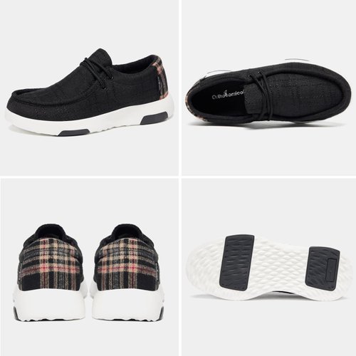 OrthoComfoot Womens Slip On Shoes for Plantar Fasciitis Pain Relief, Comfortable Orthopedic Sneakers with Arch Support, Orthotics Supportive Loafers Black Size 8