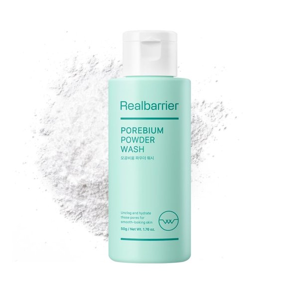 Real Barrier Porebium Powder Wash,50ml,1.76 Fl Oz, Micro-Powder Particles Facial Cleanser, Exfoliator for Sensitive Skin, Impurities, Dead Skin Cells Ceramide Solution, Deep Cleansing, Korean Skincare