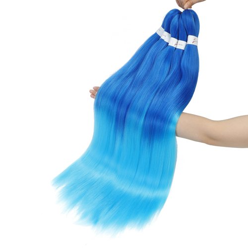 8 Packs Braiding Hair Pre-Stretched Braiding Hair-26 Inch Ombre PreStretched Braiding Hair Colored Hair Extensions for Braids Crochet Hair For Black Women(Dark Blue/Light Blue#)