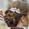 HINZIC 2pcs Wedding Hair Combs Crystal Rhinestone Bridal Hair Combs Pearl Hair Comb Side Wedding Hair Pieces Wedding Hair Accessories for Brides Women Girls(Pink-gold, Silver)